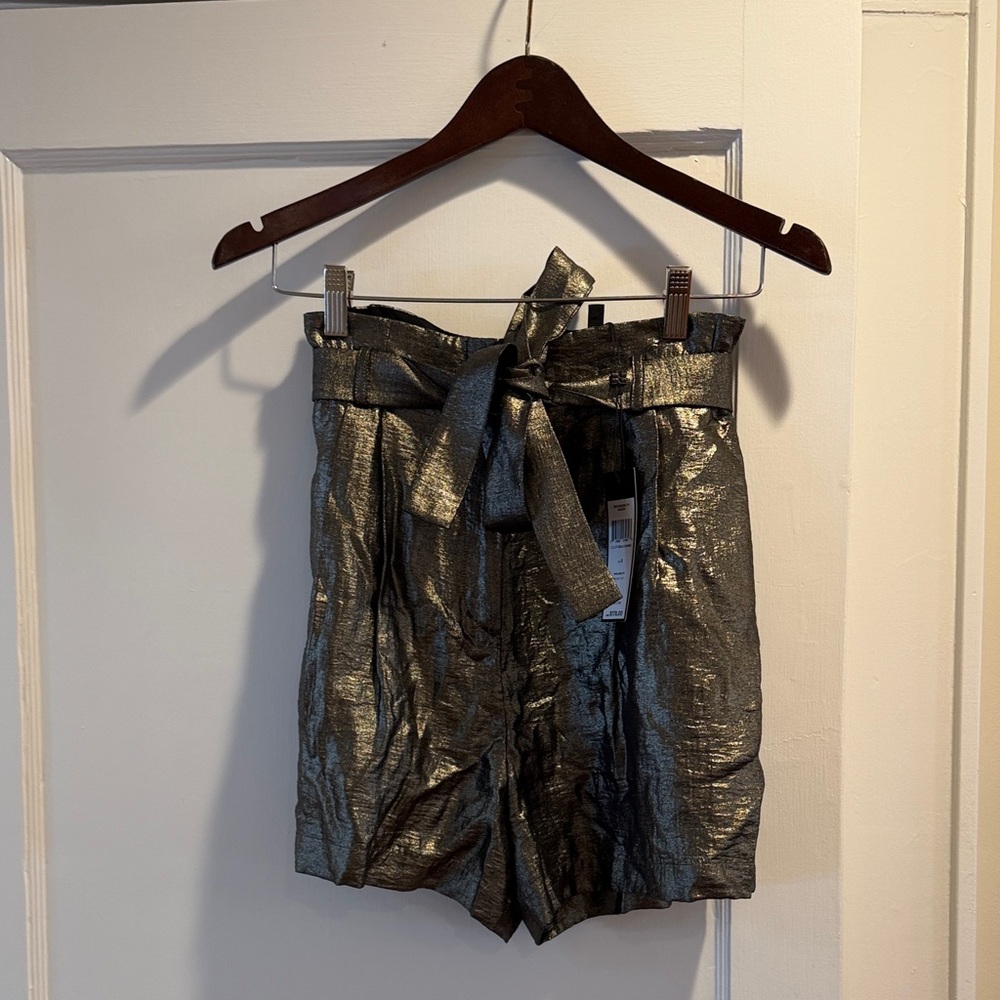 BCBGMaxAzria Shimmering Gold High Waist Shorts NWT